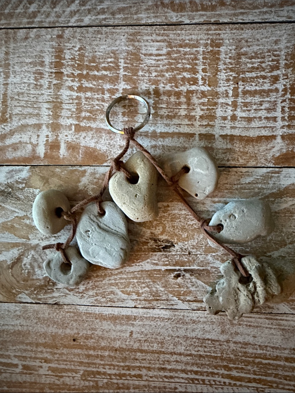 🌊 Lake Michigan Hag Stone Cluster – Double-Layered Jingle Charm 🌊 Approx. 6”